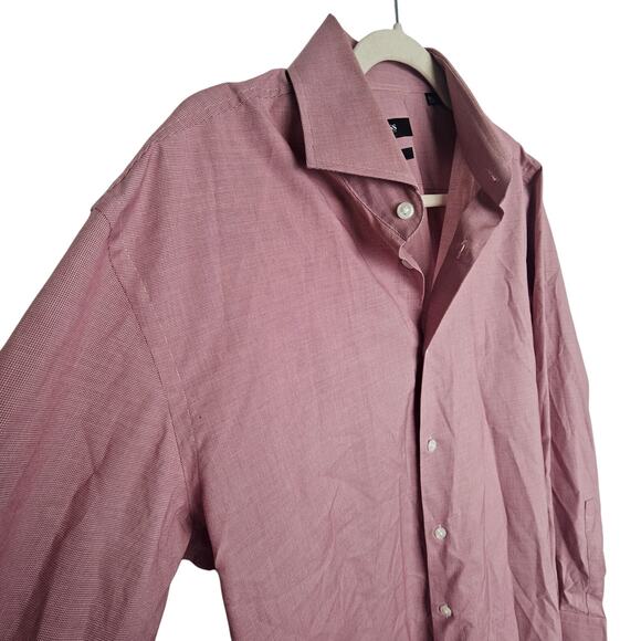 Boss Hugo Boss Dress Shirt Red Sharp Fit Button Front Long Sleeve Men 32/33 - Picture 5 of 9